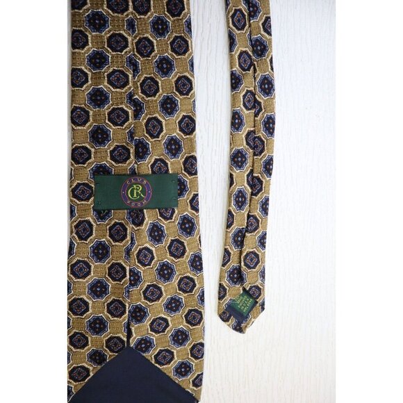 CLUB ROOM - MEN'S GOLD & BLUE  GEOMETRIC PRINT TIE - 100% SILK - Picture 6 of 7